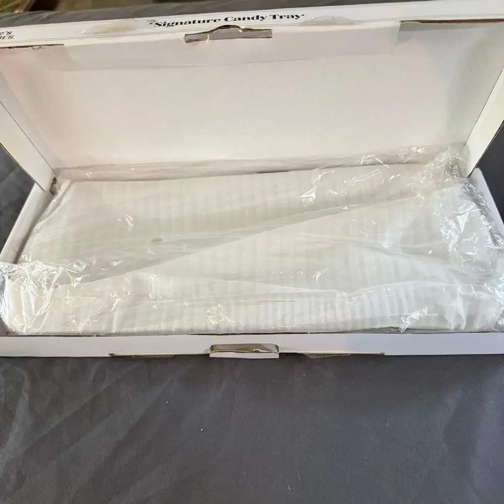 See's Candies Signature Candy Tray White Ceramic Serving Platter New in Box